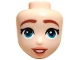 Part No: 107738  Name: Mini Doll, Head Friends with Dark Orange Eyebrows, Black Eyelashes, Dark Turquoise Eyes, Coral Lips, and Open Mouth Smile with White Teeth Pattern