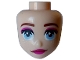 Part No: 109618  Name: Mini Doll, Head Friends with Reddisch Brown Eyebrows, Black Eyelashes, Bright Light Blue Eyes, Magenta Lips and Eye Shadow, Closed Mouth Smile, White Sparkles Pattern