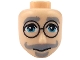 Part No: 110336  Name: Mini Doll, Head Friends Male Large with Light Bluish Gray Bushy Eyebrows, Curled Moustache and Goatee, Medium Azure Eyes, Black Round Glasses, Grin Pattern