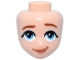 Part No: 110408  Name: Mini Doll, Head Friends with Dark Orange Eyebrows, Left Raised, Black Eyelashes, Medium Azure Eyes, Nougat Lips, Lopsided Grin Pattern