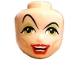 Part No: 111110  Name: Mini Doll, Head Friends with Black Thin Long Eyebrows, Right Raised, Single Eyelashes, Lime Eyes and Eye Shadow, Nougat Cheek Lines, Red Lips, Open Mouth Smile with Teeth Parted Pattern