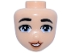 Part No: 113539  Name: Mini Doll, Head Friends with Black Eyebrows, Bright Light Blue Eyes, Nougat Lips and Reddish Brown Open Mouth Smile with Cleft Lip Pattern