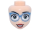 Part No: 113973  Name: Mini Doll, Head Friends with Black Eyebrows, Sand Green Eyes, Dark Azure Glasses, Red Lips and Open Mouth Smile with Teeth Pattern