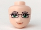 Part No: 14059  Name: Mini Doll, Head Friends with Green Eyes and Glasses, Orange Lips and Closed Mouth Pattern