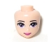 Part No: 19687  Name: Mini Doll, Head Friends with Purple Eyes, Dark Pink Lips and Closed Mouth Pattern