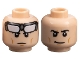 Lot ID: 402421810  Part No: 28621pb0072  Name: Minifigure, Head Dual Sided Black Eyebrows, Medium Nougat Cheek Lines and Chin Dimple, White Goggles, Frown / Smirk Pattern (Batman) - Vented Stud