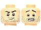 Lot ID: 378623987  Part No: 28621pb0078  Name: Minifigure, Head Dual Sided Black Eyebrows, Dark Bluish Gray Eye Shadow, Dark Brown Beard Stubble, Smirk / Open Mouth Scared with Teeth Parted Pattern - Vented Stud