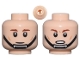 Part No: 28621pb0129  Name: Minifigure, Head Dual Sided Reddish Brown Eyebrows, Cheek Lines, Black Chin Strap, Neutral Closed Mouth / Frown Open Mouth with Teeth Pattern - Vented Stud