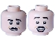 Part No: 28621pb0149  Name: Minifigure, Head Dual Sided Black Eyebrows, Narrow Moustache, Medium Nougat Cheek Dimples, Lopsided Grin / Open Mouth Smile with Top Teeth and Coral Tongue Pattern - Vented Stud