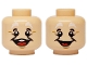 Part No: 28621pb0241  Name: Minifigure, Head Dual Sided White Bushy Eyebrows, Medium Nougat Wrinkles and Chin Dimple, Open Mouth Smile with White Teeth and Red Tongue / Grin Pattern - Vented Stud