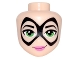 Lot ID: 378091840  Part No: 29361  Name: Mini Doll, Head Friends with Thin Black Pointed Mask, Bright Green Eyes and Dark Pink Lips Pattern (Batgirl)