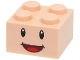 Brick 2 x 2 with Black Eyes, White Pupils, and Dark Red Open Mouth Smile with Red Tongue Pattern (Super Mario Yellow Toad Face)