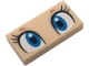 Part No: 3069pb1316  Name: Tile 1 x 2 with Dark Azure and White Eyes, Black Eyelashes and Dark Orange Eyebrows Pattern (Super Mario Baby Peach Upper Face)