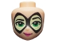 Part No: 33414  Name: Mini Doll, Head Friends with Thin Black Pointed Mask with Yellowish Green Lenses, Bright Green Eyes and Dark Pink Lips Pattern (Batgirl)