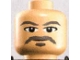 Part No: 3626bpb0066  Name: Minifigure, Head Male Gray Moustache, Goatee, and Eyebrows Pattern - Blocked Open Stud