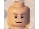 Part No: 3626bpb0121  Name: Minifigure, Head Brown Eyebrows, Thin Grin, Black Eyes with White Pupils Pattern - Blocked Open Stud