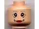 Part No: 3626bpb0197  Name: Minifigure, Head Female with Red Lips, Gray Eyebrows, Wrinkles Pattern (Aunt May) - Blocked Open Stud