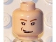 Part No: 3626bpb0276  Name: Minifigure, Head Male Brown Eyebrows, White Pupils, Sneer, Right Dimple Pattern - Blocked Open Stud