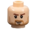 Part No: 3626bpb0282  Name: Minifigure, Head Male Brown Stubble, Brown Eyebrows and White Pupils Pattern (Indiana Jones) - Blocked Open Stud