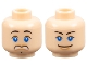 Part No: 3626bpb0284  Name: Minifigure, Head Dual Sided Female Black Thin Eyebrows, Blue Eyes, Nougat Lips and Eye Shadow, Scared / Open Mouth Smile with Teeth Pattern - Blocked Open Stud