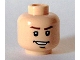 Part No: 3626bpb0288  Name: Minifigure, Head Male Brown Eyebrows, Open Lopsided Grin, Chin Dimple, White Pupils Pattern - Blocked Open Stud