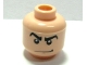 Part No: 3626bpb0297  Name: Minifigure, Head Male Angry Black Eyebrows, White Pupils, Smirk Pattern (SR Gray Ghost) - Blocked Open Stud