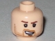 Part No: 3626bpb0382  Name: Minifigure, Head Male Reddish Brown Eyebrows, Medium Nougat Beard Stubble, Chin Dimple, and Open Mouth Lopsided Grin Pattern - Blocked Open Stud