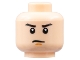 Part No: 3626bpb0402  Name: Minifigure, Head Male Stern Black Eyebrows, White Pupils and Orange Chin Dimple Pattern - Blocked Open Stud