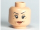 Part No: 3626bpb0481  Name: Minifigure, Head Female with Red Lips, Eyelashes, Wrinkles Pattern (HP Professor McGonagall) - Blocked Open Stud