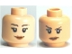 Part No: 3626bpb0482  Name: Minifigure, Head Dual Sided Female Smile / Annoyed Pattern - Blocked Open Stud