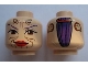 Part No: 3626bpb0554  Name: Minifigure, Head Dual Sided Alien with SW Sugi, Large Brown Eyes, Red Lips and Cheek Lines / Purple Hair Pattern - Blocked Open Stud