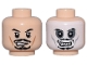 Part No: 3626bpb0555  Name: Minifigure, Head Dual Sided PotC Jack Sparrow Black Moustache and Goatee, Cheek Lines, Determined / Skull Face Pattern - Blocked Open Stud