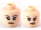 Part No: 3626bpb0564  Name: Minifigure, Head Dual Sided Female, Dark Brown Eyebrows and Eye Shadow, Medium Nougat Lips, Neutral / Conniving Pattern - Blocked Open Stud
