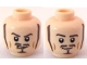 Lot ID: 407320981  Part No: 3626bpb0574  Name: Minifigure, Head Dual Sided PotC Will Long Brown Sideburns, Moustache and Goatee, Sneer / Smile Pattern - Blocked Open Stud