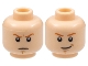Part No: 3626bpb0634  Name: Minifigure, Head Dual Sided Dark Orange Eyebrows, White Pupils, Brown Chin Dimple, Determined / Smile Pattern - Blocked Open Stud