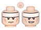 Part No: 3626bpb0637  Name: Minifigure, Head Dual Sided White Headband and Cheek Lines, Frown / Determined Pattern (Batman) - Blocked Open Stud