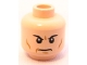 Part No: 3626bpb0647  Name: Minifigure, Head Male Black Angry Eyebrows, Frown and Cheek Lines Pattern (Lex) - Blocked Open Stud