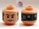 Part No: 3626bpb0721  Name: Minifigure, Head Alien with SW Black Eyebrows, Eyes with Pupils, Frown, Implant on Back Pattern (Lobot) - Blocked Open Stud