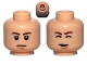 Part No: 3626bpb0783  Name: Minifigure, Head Dual Sided Brown Eyebrows, White Pupils, Chin Dimple, Somber / Closed Eyes Pattern (SW Han Solo) - Blocked Open Stud