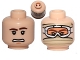 Part No: 3626bpb1008  Name: Minifigure, Head Dual Sided Brown Eyebrows, Scared Pattern / Snow Goggles and Tan Bandana Pattern (SW Han Solo) - Blocked Open Stud