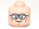 Part No: 3626bpb1013  Name: Minifigure, Head Glasses with Black Frames, White Lenses and Cheek Lines Pattern (Clark Kent) - Blocked Open Stud