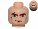 Part No: 3626cpb0075  Name: Minifigure, Head Male Brown Thick Eyebrows, Blue Eyes, Scar and Lines Pattern (SW Clone Wars Anakin) - Hollow Stud