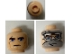 Part No: 3626cpb0406  Name: Minifigure, Head Dual Sided Thick Eyebrows, Blue Eyes, Scar and Lines / Snow Goggles and Gray Bandana Pattern (SW Anakin) - Hollow Stud
