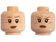 Part No: 3626cpb0476  Name: Minifigure, Head Dual Sided Female with Thin Dark Orange Eyebrows, Medium Nougat Freckles, Dark Nougat Lips, Smile / Frown Pattern - Hollow Stud