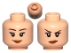 Part No: 3626cpb0482  Name: Minifigure, Head Dual Sided Female Smile / Annoyed Pattern - Hollow Stud