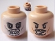 Part No: 3626cpb0555  Name: Minifigure, Head Dual Sided PotC Jack Black Moustache Determined / Skull Face Pattern - Hollow Stud