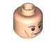 Part No: 3626cpb0618  Name: Minifigure, Head Dark Brown Eyebrows, Medium Nougat Cheek Lines, Dimples, and Chin Dimple, Grin, Eyelids Pattern - Hollow Stud