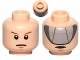 Part No: 3626cpb0651  Name: Minifigure, Head Dual Sided Stern Reddish Brown Eyebrows and Pupils / Gray Visor Pattern - Hollow Stud