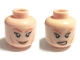 Part No: 3626cpb0706  Name: Minifigure, Head Dual Sided Female, Dark Orange Eyebrows, Eyelashes and Cheek Lines, Smile / Angry Pattern - Hollow Stud
