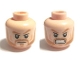 Lot ID: 403200046  Part No: 3626cpb0708  Name: Minifigure, Head Dual Sided Medium Nougat Eyebrows and Beard, Frown / Angry with Bared Teeth Pattern - Hollow Stud